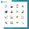 Pack of 16 Modern Flat Colors Signs and Symbols for Web Print Media such as buy, down, mountain, arrow, hand