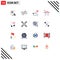 Pack of 16 Modern Flat Colors Signs and Symbols for Web Print Media such as cooler, sock, navigation, christmas, signal