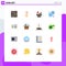 Pack of 16 Modern Flat Colors Signs and Symbols for Web Print Media such as farm, agriculture, mortar, dialogue, communication