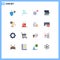 Pack of 16 Modern Flat Colors Signs and Symbols for Web Print Media such as man, brain, time, files, document