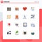 Pack of 16 Modern Flat Colors Signs and Symbols for Web Print Media such as page, data, education, chocolate, like