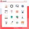 Pack of 16 Modern Flat Colors Signs and Symbols for Web Print Media such as setting, productivity, design, production, gear
