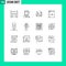 Pack of 16 Modern Outlines Signs and Symbols for Web Print Media such as award, reading, glasses, open book, education