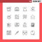 Pack of 16 Modern Outlines Signs and Symbols for Web Print Media such as carnival, money, ball, dollar, xmas