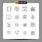 Pack of 16 Modern Outlines Signs and Symbols for Web Print Media such as layout, grid, device, arrange, coin
