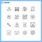 Pack of 16 Modern Outlines Signs and Symbols for Web Print Media such as medical, camping, avatar, bag, postman