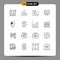 Pack of 16 Modern Outlines Signs and Symbols for Web Print Media such as think, quran, vessel, holy, fun