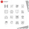 Pack of 16 Modern Outlines Signs and Symbols for Web Print Media such as tone, date, target, clock, file
