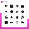 Pack of 16 Modern Solid Glyphs Signs and Symbols for Web Print Media such as back, logistic, line, export, cargo
