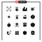 Pack of 16 Modern Solid Glyphs Signs and Symbols for Web Print Media such as board, focus, business, target, darts