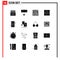 Pack of 16 Modern Solid Glyphs Signs and Symbols for Web Print Media such as calendar, agenda, medal, maze, circle maze