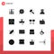 Pack of 16 Modern Solid Glyphs Signs and Symbols for Web Print Media such as fashion, money, knock, donation, watch kit