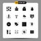 Pack of 16 Modern Solid Glyphs Signs and Symbols for Web Print Media such as healthy diet, virus, bug, threat, malware