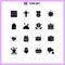 Pack of 16 Modern Solid Glyphs Signs and Symbols for Web Print Media such as milk, technology, sport, networking, wedding