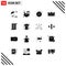 Pack of 16 Modern Solid Glyphs Signs and Symbols for Web Print Media such as objectives, landmark, dvd, fortress, defense