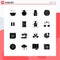 Pack of 16 Modern Solid Glyphs Signs and Symbols for Web Print Media such as pause, control, wedding, education, world