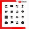 Pack of 16 Modern Solid Glyphs Signs and Symbols for Web Print Media such as search, summer, document, party, fun