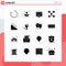 Pack of 16 Modern Solid Glyphs Signs and Symbols for Web Print Media such as setting, like, finance, talent, protect