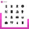 Pack of 16 Modern Solid Glyphs Signs and Symbols for Web Print Media such as shutter, entertainment, eid, cinema, technician