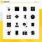 Pack of 16 Modern Solid Glyphs Signs and Symbols for Web Print Media such as warehouse, boxes, file, box, map