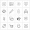 Pack of 16 Universal Line Icons for Web Applications ball, sports, cd, football, medical