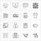 Pack of 16 Universal Line Icons for Web Applications building, university, credit, study, graduation