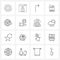 Pack of 16 Universal Line Icons for Web Applications caution, files, arrows, text, file