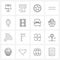 Pack of 16 Universal Line Icons for Web Applications ice-lolly, text, badge, menu, review