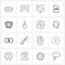 Pack of 16 Universal Line Icons for Web Applications stopwatch, alarm, report, as, file type