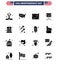 Pack of 16 USA Independence Day Celebration Solid Glyphs Signs and 4th July Symbols such as hat; entertainment; usa; circus; star