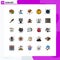Pack of 25 creative Filled line Flat Colors of gear, toy, autumn, beach ball, ball