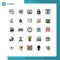 Pack of 25 creative Filled line Flat Colors of internet, security, supermarket, padlock, mail