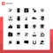 Pack of 25 creative Solid Glyphs of data, spring, hazardous, droop, web