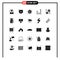 Pack of 25 creative Solid Glyphs of equalizer, mark, diagram, gear, approved