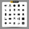 Pack of 25 creative Solid Glyphs of machine, devices, network, big, ui