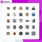 Pack of 25 Modern Filled line Flat Colors Signs and Symbols for Web Print Media such as clever, fan, shopping, computer, stock