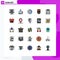 Pack of 25 Modern Filled line Flat Colors Signs and Symbols for Web Print Media such as clipboard, rank, electricity, military,