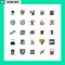 Pack of 25 Modern Filled line Flat Colors Signs and Symbols for Web Print Media such as development, droop, birthday, lotus,