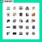 Pack of 25 Modern Filled line Flat Colors Signs and Symbols for Web Print Media such as money, cash, document, business, dinner