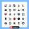 Pack of 25 Modern Filled line Flat Colors Signs and Symbols for Web Print Media such as muscle, bodybuilding, web, biceps, suit