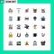 Pack of 25 Modern Filled line Flat Colors Signs and Symbols for Web Print Media such as news, cup, pipe, coffee, shopping basket