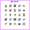 Pack of 25 Modern Filled line Flat Colors Signs and Symbols for Web Print Media such as news, financial, development, coffee,