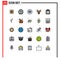 Pack of 25 Modern Filled line Flat Colors Signs and Symbols for Web Print Media such as todo, checklist, eat, reindeer, arctic