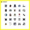 Pack of 25 Modern Filled line Flat Colors Signs and Symbols for Web Print Media such as wifi, speed, strawberry fondue, meter,