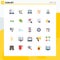 Pack of 25 Modern Flat Colors Signs and Symbols for Web Print Media such as board, fever, trolley, cold, internet