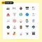 Pack of 25 Modern Flat Colors Signs and Symbols for Web Print Media such as business, brain, ice cream, film flap, clapper