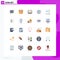 Pack of 25 Modern Flat Colors Signs and Symbols for Web Print Media such as low, team, progress, management, office