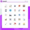 Pack of 25 Modern Flat Colors Signs and Symbols for Web Print Media such as traveling, shepping, recreation, computing, box