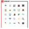 Pack of 25 Modern Flat Colors Signs and Symbols for Web Print Media such as trophy, interior, view, drawer, store