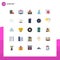 Pack of 25 Modern Flat Colors Signs and Symbols for Web Print Media such as wireframe, analytics, education, world, planet